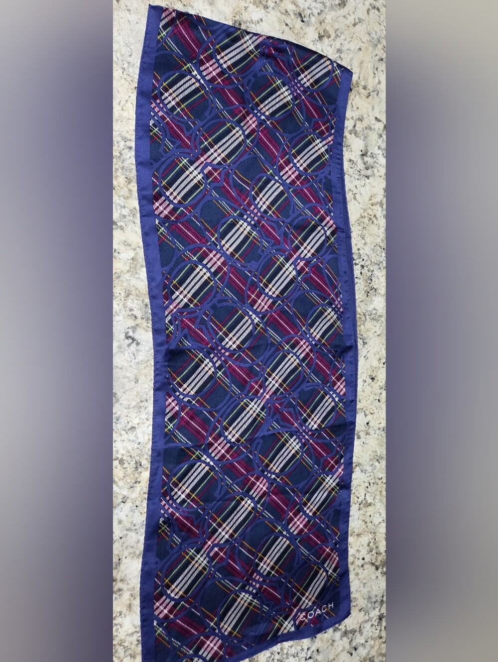 Coach Silk Neck Scarf, Tartan Plaid - Picture 2 of 4